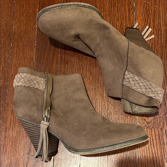 MIA Taupe Suede Ankle Booties - Picture 1 of 11